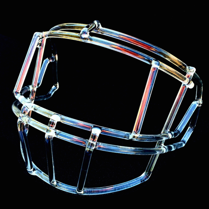 Front Mask of football helmet constructed out of glass